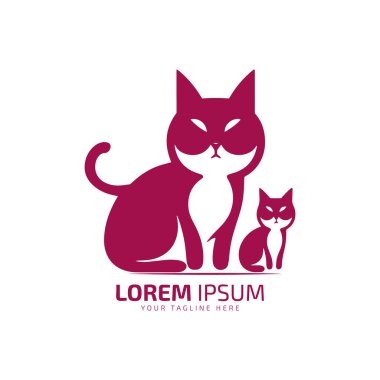 Minimum ve soyut kedi logosu kedi simgesi köpek silueti vektörü izole tasarımı