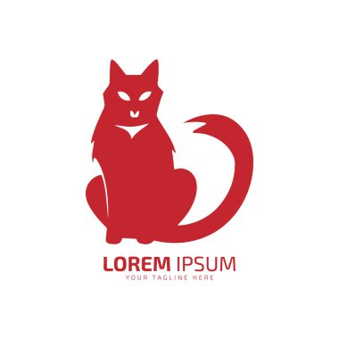 minimal ve soyut kedi logosu veya kedi silueti vektörü izole edilmiş tasarım
