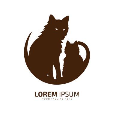 minimal ve soyut kedi logosu yavru kedi köpek silueti vektörü izole edildi