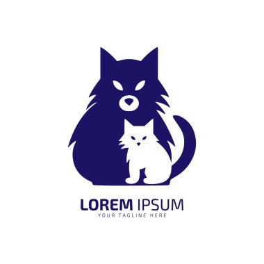 minimal ve soyut kedi logosu kedi yavrusu ikonu köpek silueti vektörü izole edilmiş tasarım