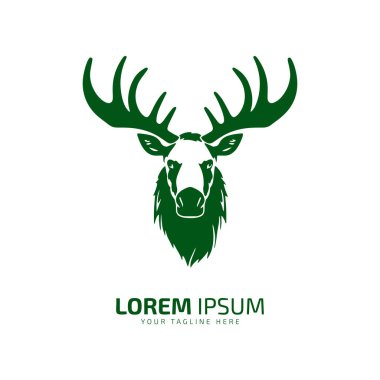 baş geyik logosu kürk ikonu geyik silueti vektörü izole tasarım