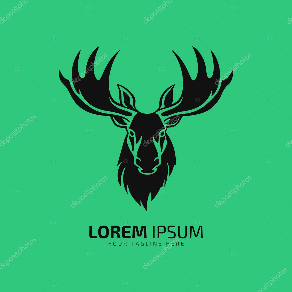 Moose head logo fur icon deer silhouette vector isolated design