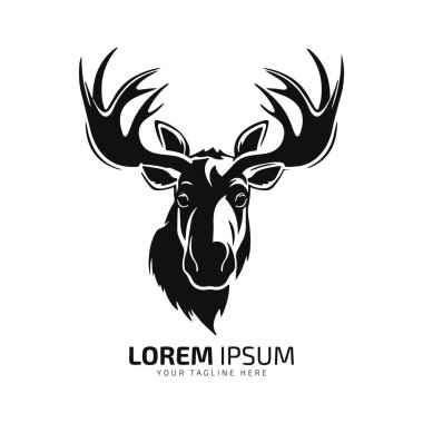 Moose logosu tüylü baş simgesi geyik silueti vektörü izole tasarımı
