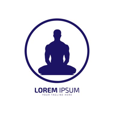 Bir adamın soyut portresi Simge Tasarımı yoga daire logosu silueti vektörü izole tasarım