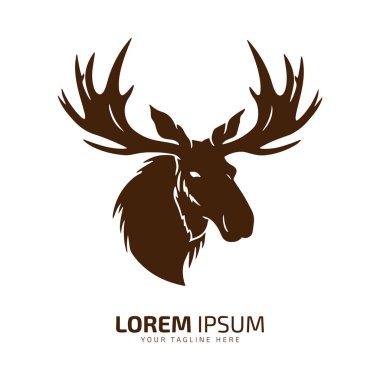 Moose logo kürk ikonu geyik silueti vektörü izole edilmiş tasarım hayvanı