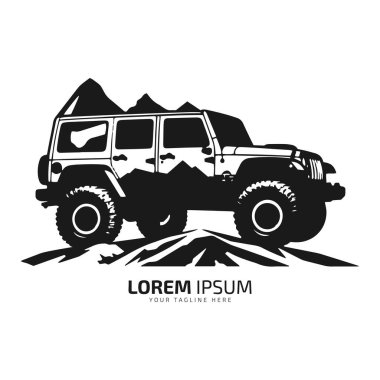 Yol dışı araç siluetinin asgari ve soyut logosu izole edildi