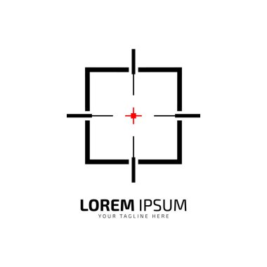 Hedef çapraz saç yakınlaştırma Silah şekli simge logo vektör çizim silueti izole tasarım