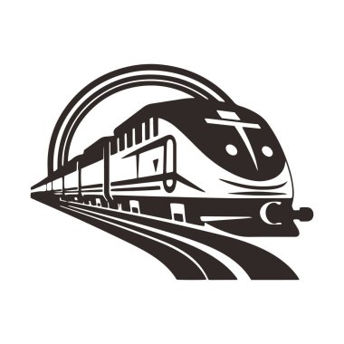 Tren logosu simgesi metro vektör silueti izole edilmiş siyah tramvay tasarımı