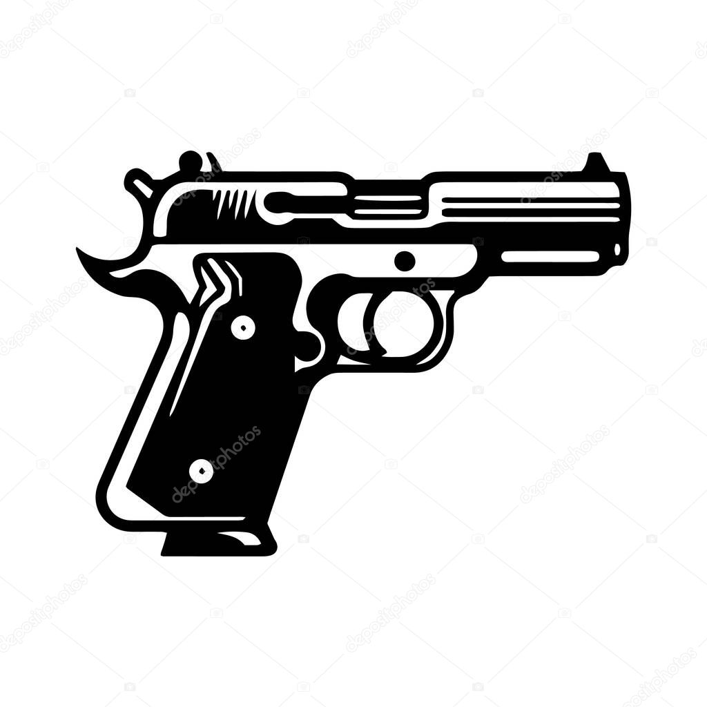 A logo of pistol icon vector gun silhouette isolated design