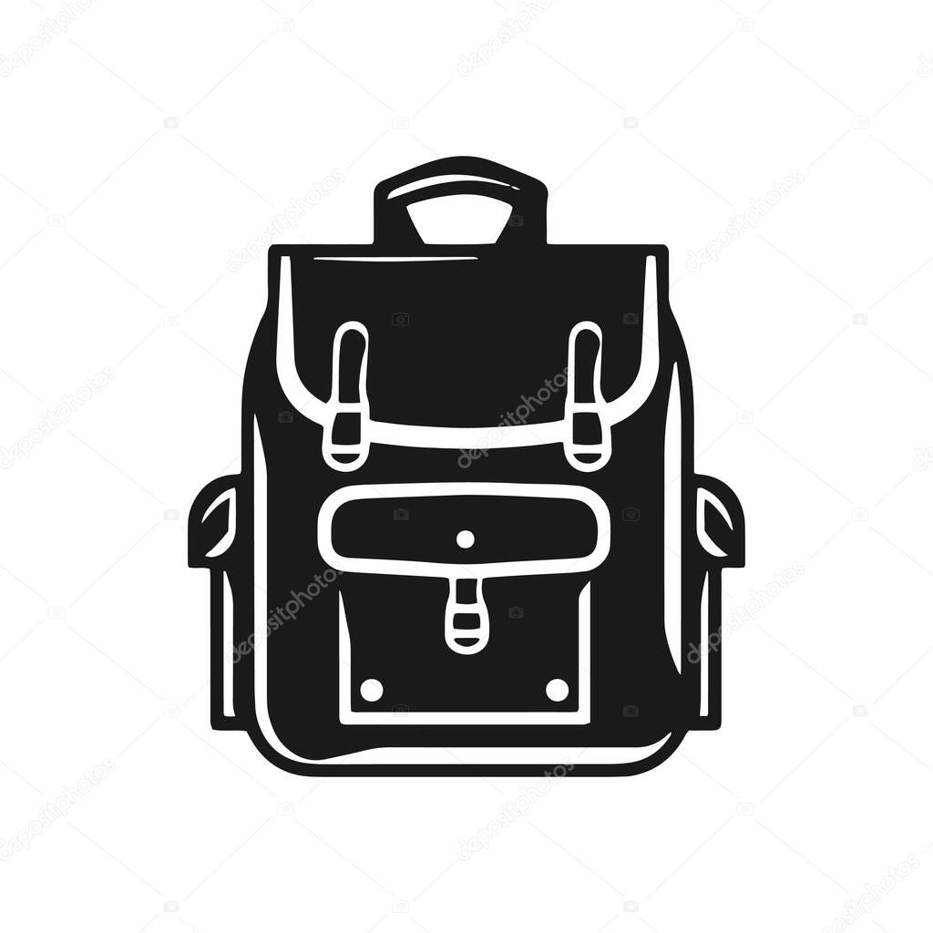 Logo of bag icon vector silhouette isolated design school concept black bag