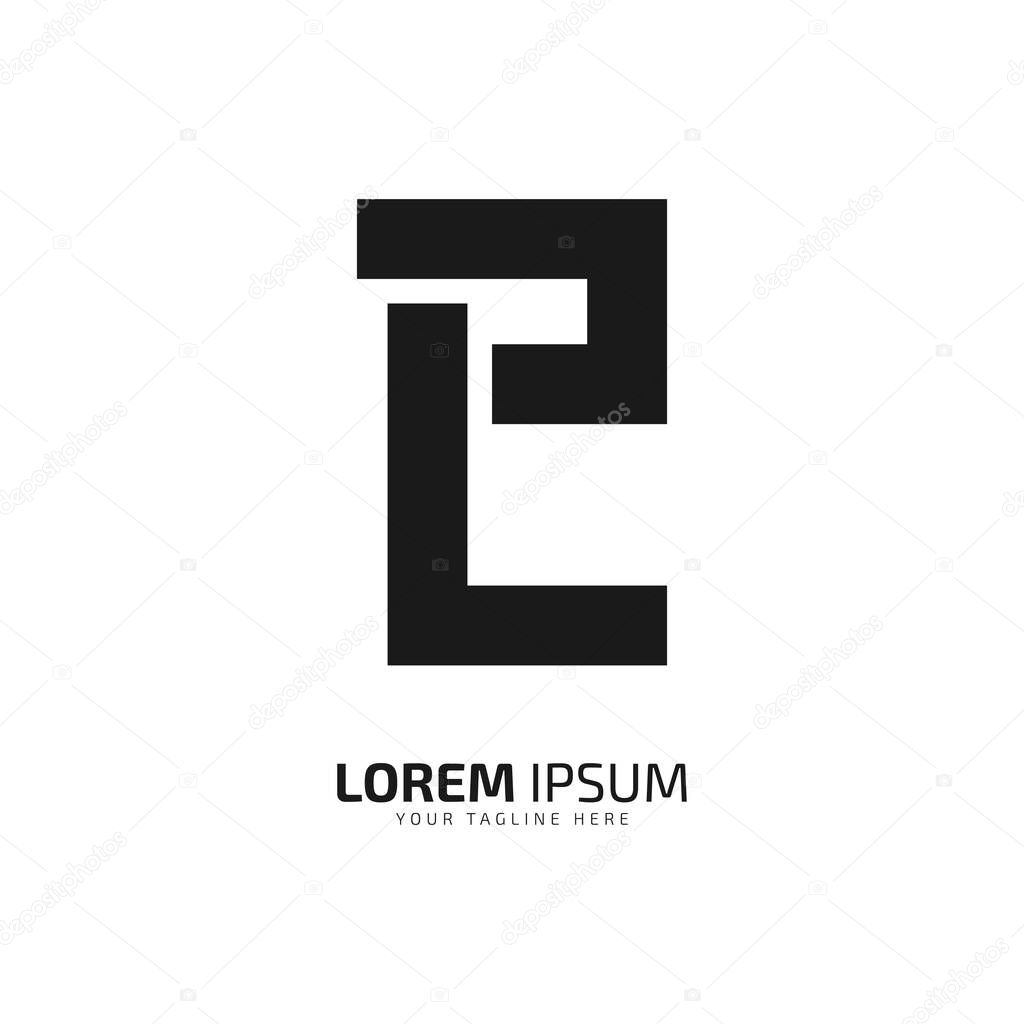 Alphabet letter P L, and EL or LP minimal and negative space logo vector icon.