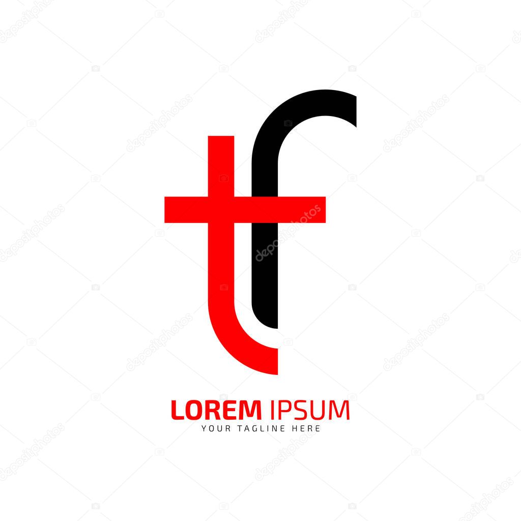 Alphabet letter T F, and TF or FT minimal and negative space logo vector icon
