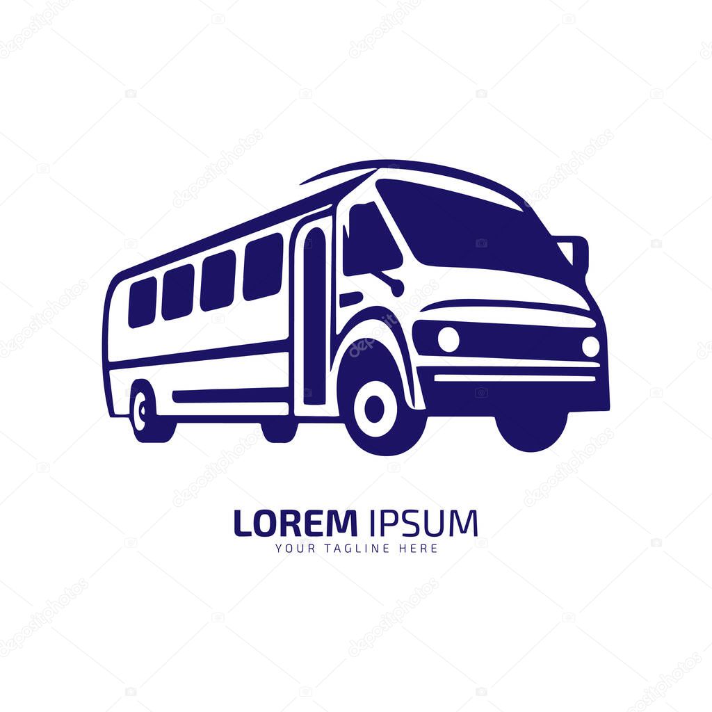 A logo of university or academic bus vector icon design silhouette coach bus, children bus concept