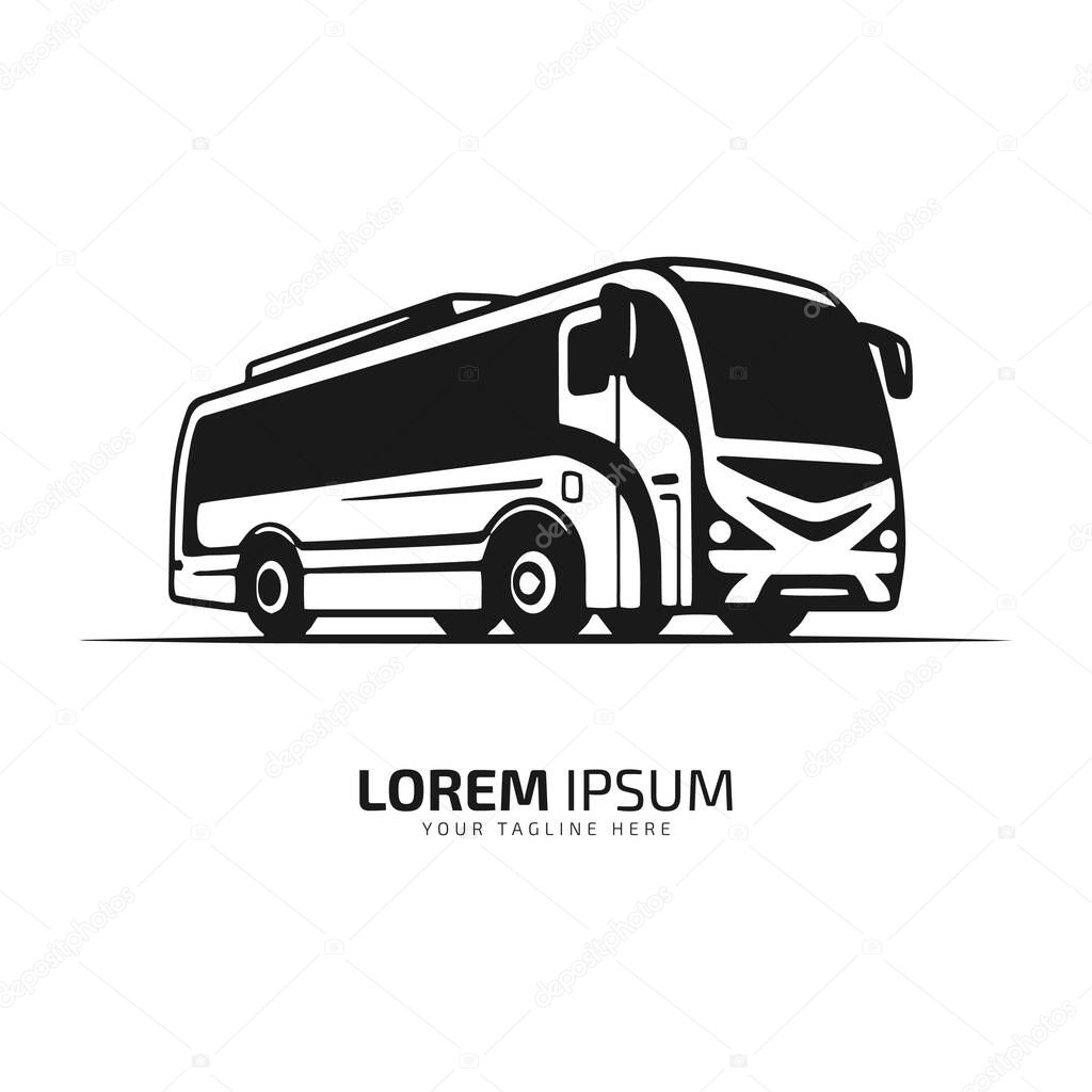 A logo of transport bus vector icon design silhouette coach bus, children bus concept