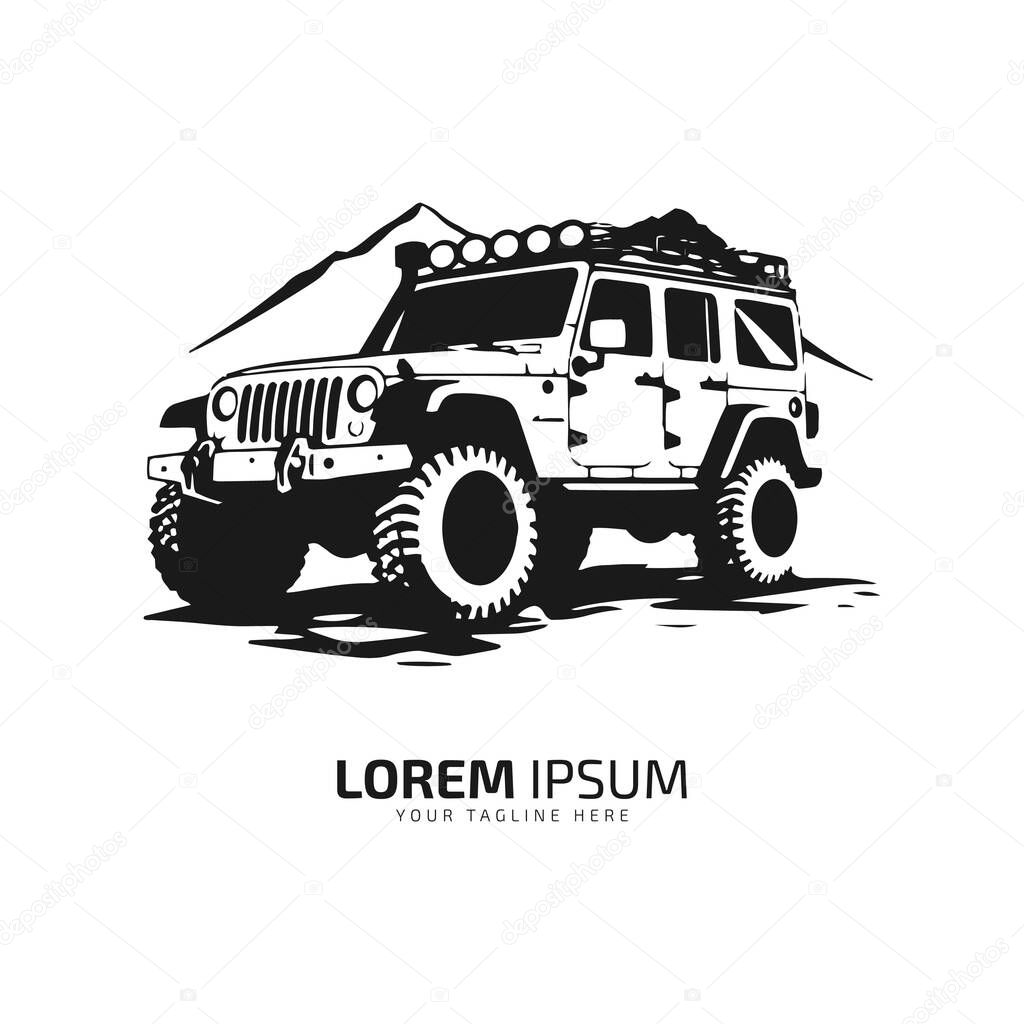 A logo of offroad jeep vector icon design silhouette offroad vehicle isolated