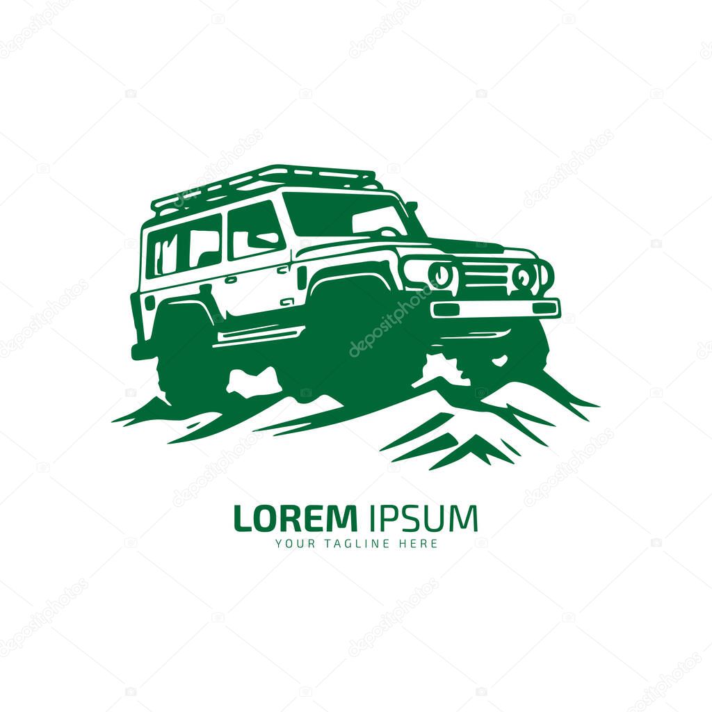 A logo of offroad jeep vector icon design silhouette offroad vehicle concept