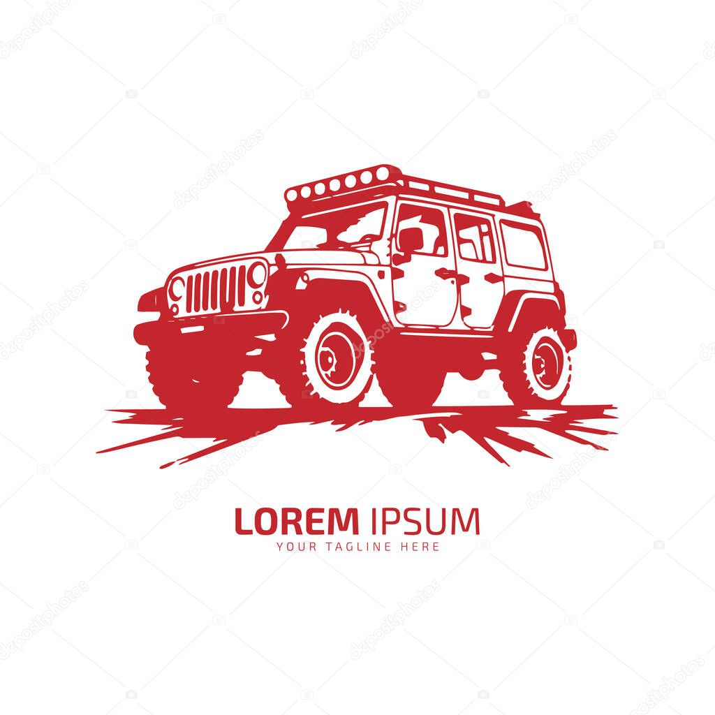 A logo of offroad jeep vector icon design silhouette heavy offroad vehicle concept