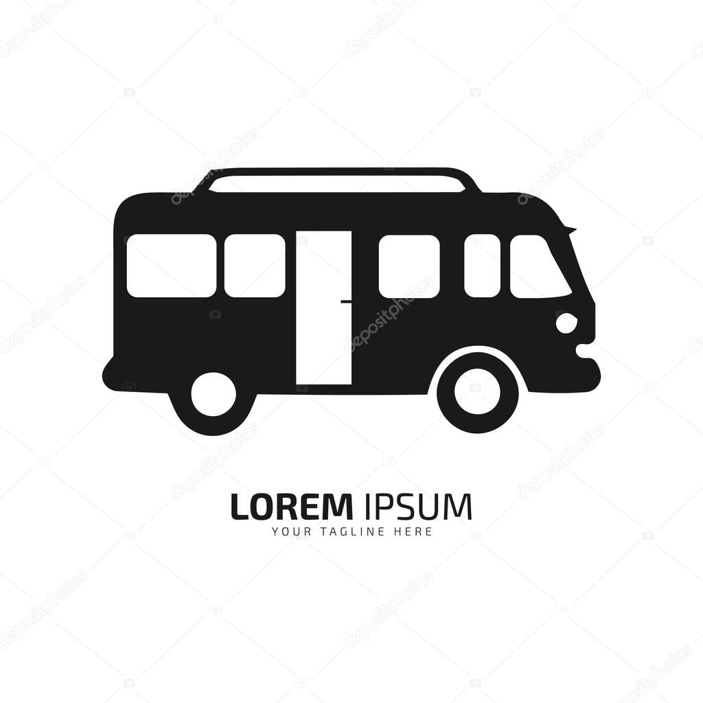 A logo of bus icon abstract transport van vector silhouette on white background