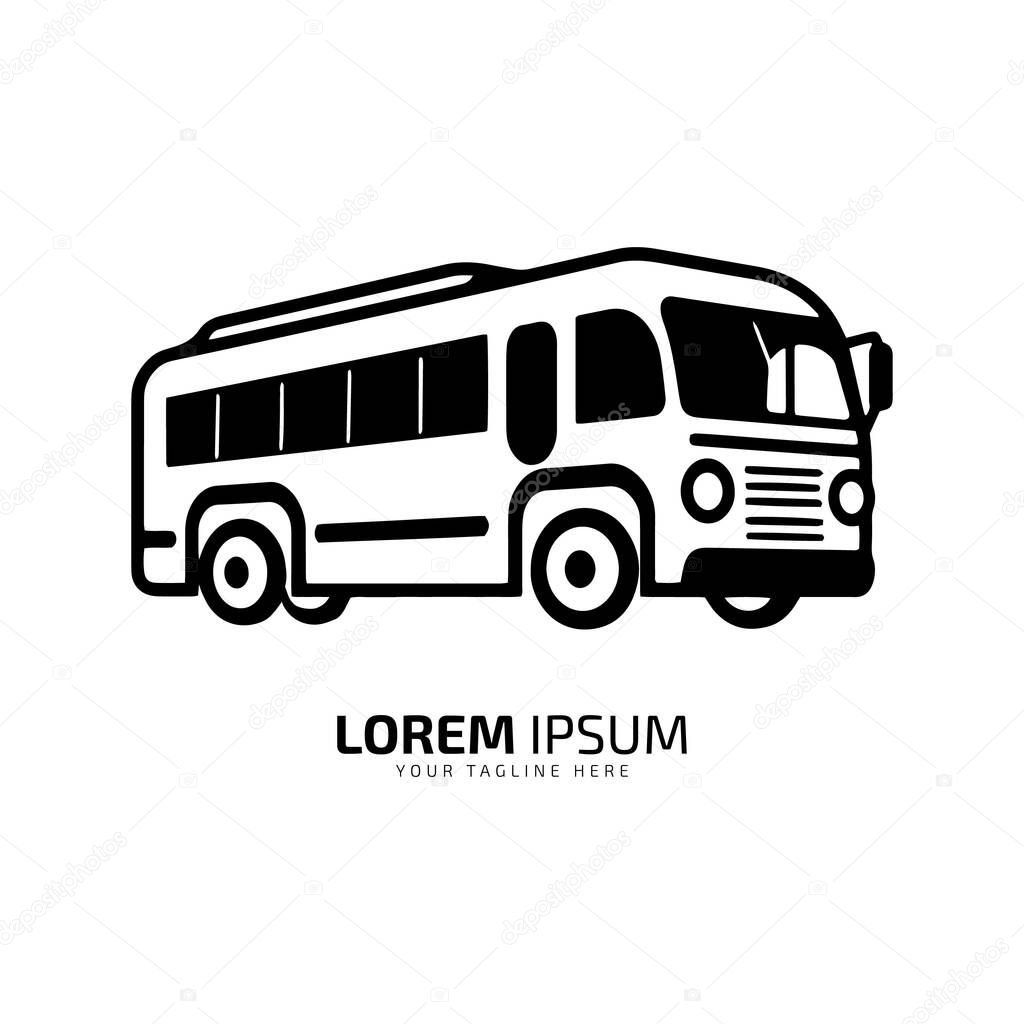 A logo of black bus icon abstract van vector silhouette on white background