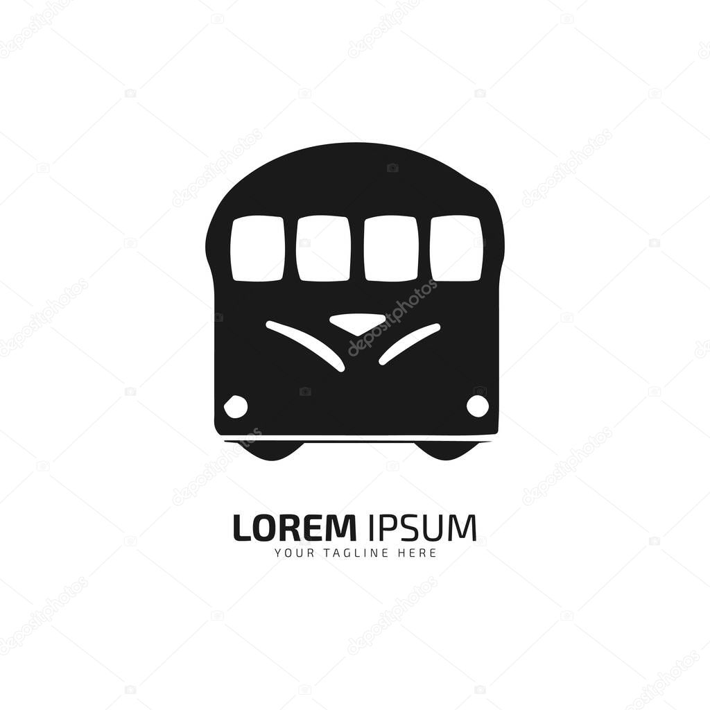 A logo bus icon abstract van vector silhouette on white background