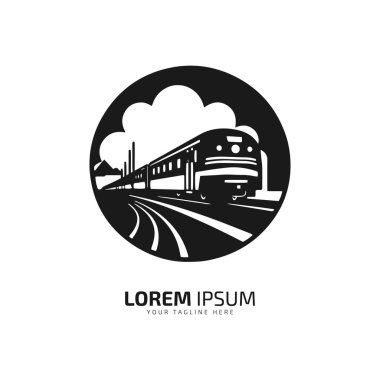 Beyaz arkaplanda bir tren simgesi soyut demiryolu vektör silueti logosu