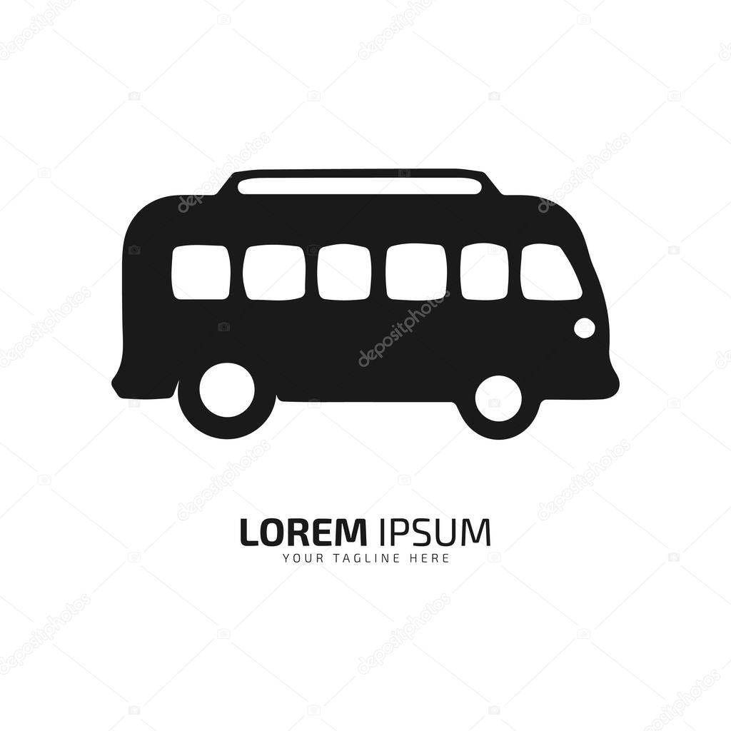 A logo of public bus icon abstract van vector silhouette on white background