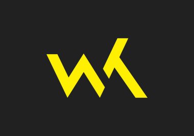 Alfabe harfi W K, logo simgesi vektörü WK veya KW minimal ve negatif logo minimum boşluk