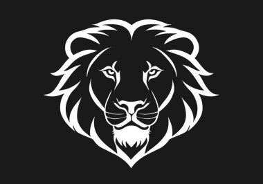 Aslan simgesi vektör siluetinin logosu izole edilmiş siyah arkaplan tasarımı