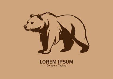 Açık kahverengi arkaplanda bir ayı simgesi silueti tasarımının logosu