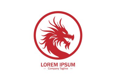 Beyaz arkaplanda bir Ejderha simgesi silueti tasarımı logosu