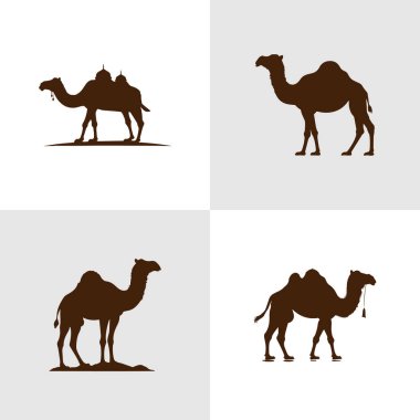 Beyaz arkaplanda bir deve seti siluet tasarımının logosu