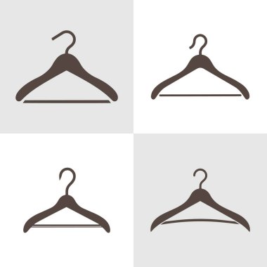 Soyut Hangar siluet logo simgeleri seti, şirketiniz için beyaz bir arka plan, elbise askısı logo tasarımı fikirleri