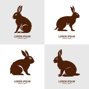 Tavşan simgeleri koleksiyonu. Tavşan logosu. Tavşan evcil hayvan simgesi. Tavşan vektör simgeleri. Yaban Tavşanı