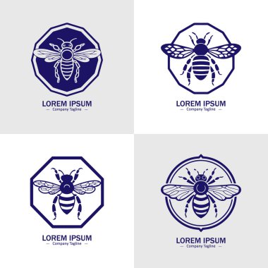 Soyut Balarısı siluet logo simgeleri seti, şirketiniz için beyaz bir arka plan, Arı logosu tasarımı fikirleri.