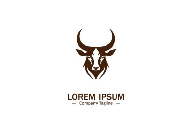Asgari ve soyut boğa logosu simgesi bizon vektör silueti izole edildi