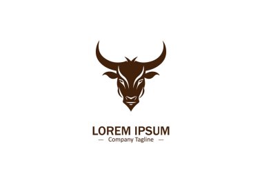 Boğa logosu, bizon ikonu, bizon vektör boğa güreşi konsepti uzun boynuzlu.