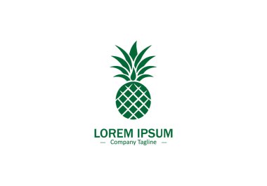 Pine Apple logo simgesi beyaz arkaplanda izole edilmiş sağlıklı meyve vektörü silueti