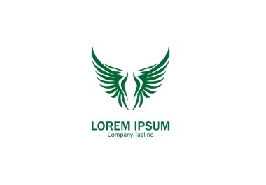 Soyut ve Modern Simge Elementleri ile İzole Kanat Tüy Logosu Tasarımı