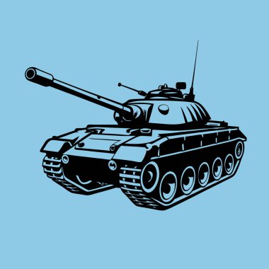 Askeri tank Maskot Logosu Rozet ve T-Shirt Baskı için Modern Çizim Tasarımı