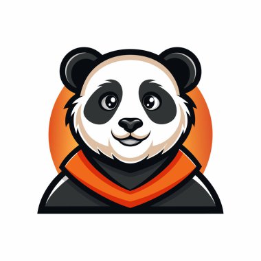 Panda Maskot Logosu Tasarımı Rozet, Amblem ve Tişört Yazdırma için Modern İllüstrasyon Tasarımı