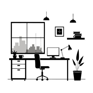 Vektör İllüstrasyon Ofisi İşyeri Fikirlerin Nerede Fışkırtıldığı Konsepti