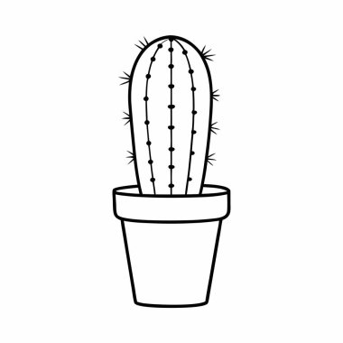 Esrar bitkisi konseptinde kaktüs siyah-beyaz logo vektör tasarımı