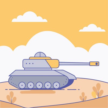 Tank vektör simgesi. Tank logosu tasarımı. Ordu tankının sembolü.