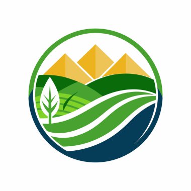 Peyzaj vadisi ekoloji logo tasarımı ikon vektör illüstrasyonu