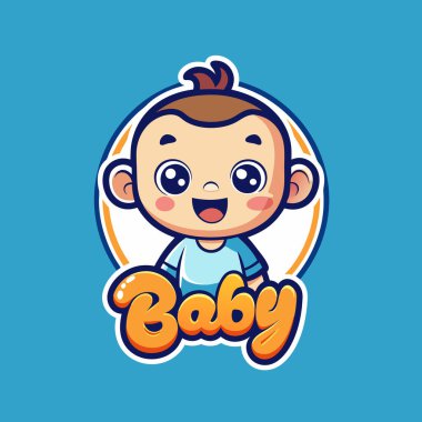 Şirin bebek gülüşü maskot logosu tasarımı ikon vektör çizimi