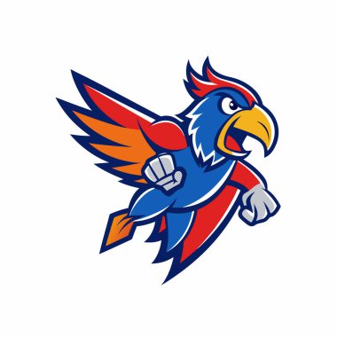 Kızgın papağan uçan maskot logosu vektör tasarımı