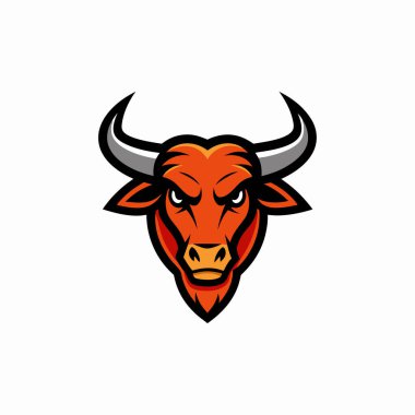 Soyut Kızgın Boğa maskotu logosu vektör tasarımı beyaz arkaplanda