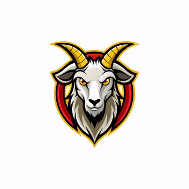 Kızgın agresif keçi maskotu logo vektör tasarımı beyaz arkaplanda