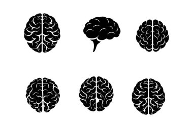 İnsan beyni logo ikonu beyin vektörü ayarlandı