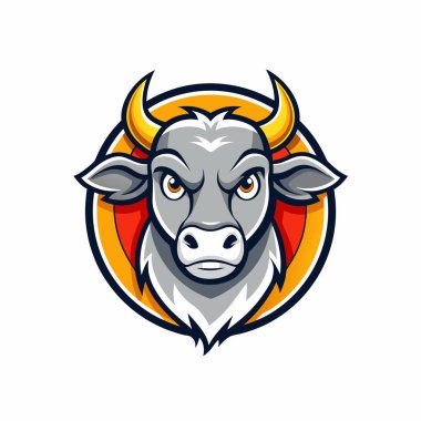 Kızgın boğa maskotu logosu vektör tasarımı beyaz arkaplanda